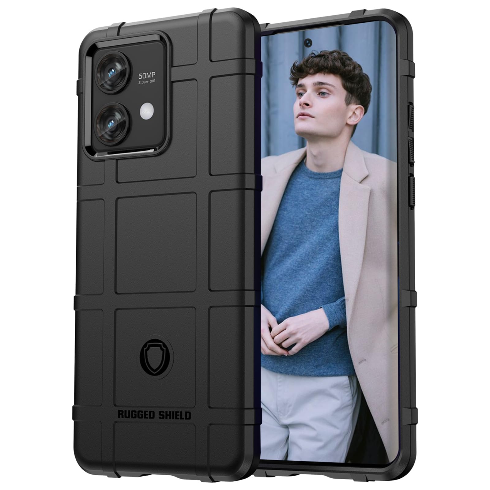 Slim fit Case for Motorola Edge 40 Neo, [Rugged Shield Series] Military Grade Shockproof [Drop-Tested] and Camera Lens Protection Function Phone Cover for Motorola Edge 40 Neo HD-Black