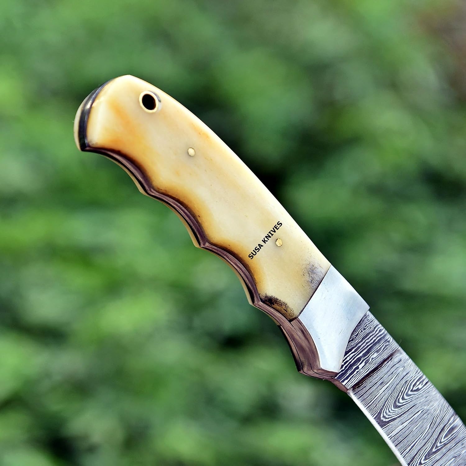 Custom Handmade 7'' Hawkbill fixed blade Damascus steel Knife Electricians Knife/Lineman’s Hawkbill knife, with pancake leather sheath