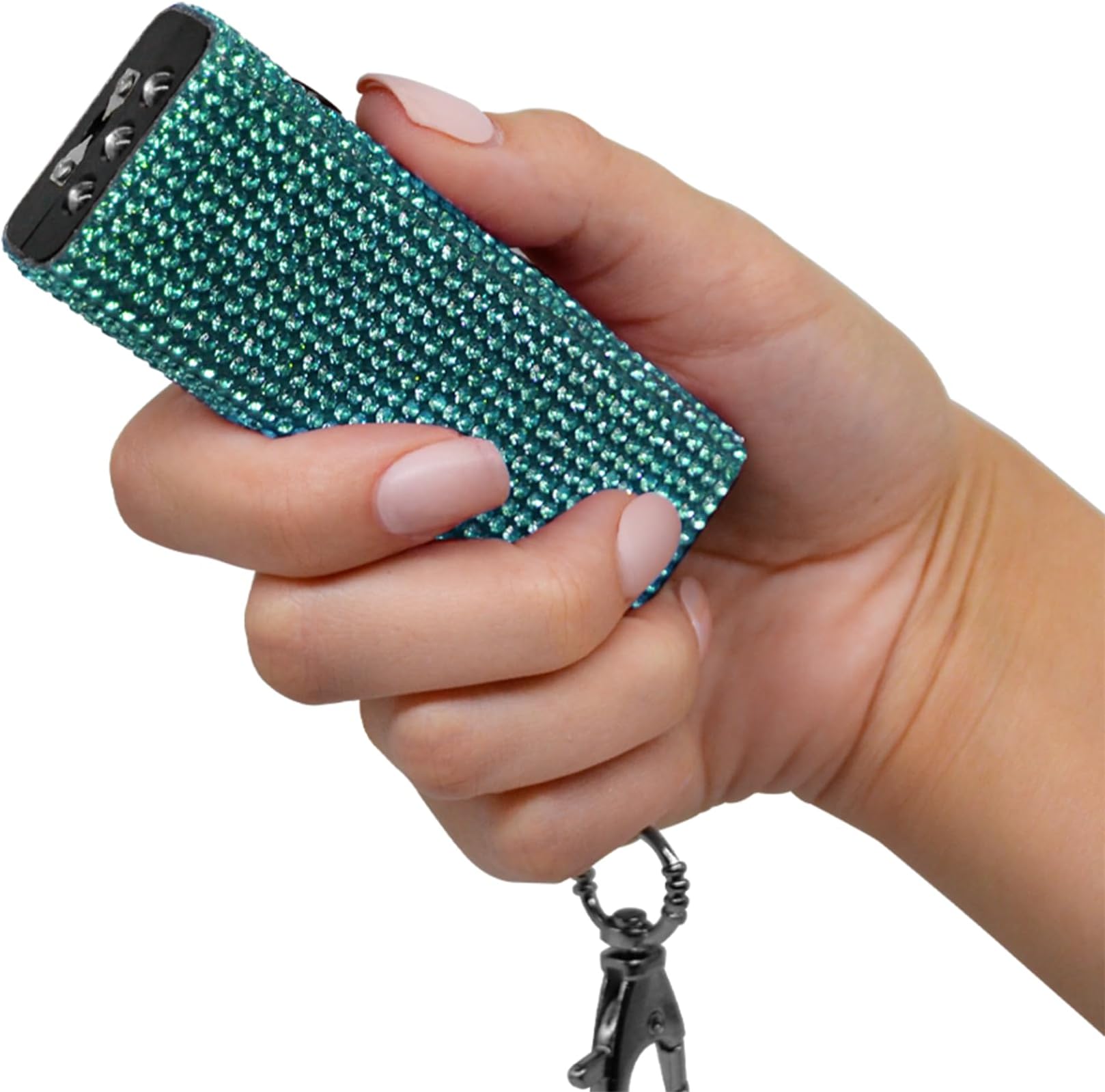 Guard Dog Security Mini Stun Gun Keychain Bling It On, Powerful Stun Gun for Women Self Defense with LED Flashlight, USB Rechargeable, Rhinestone and Compact Design