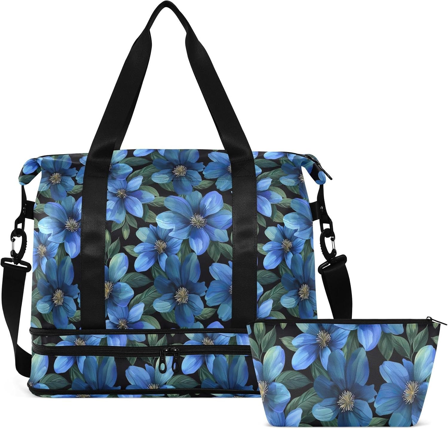 The Flower Of The Dark Night Sports Gym Bag with Waterproof Dry Wet Pocket, Travel Duffel Bag for Women Men，Workout Bag Fits Yoga, Swimming