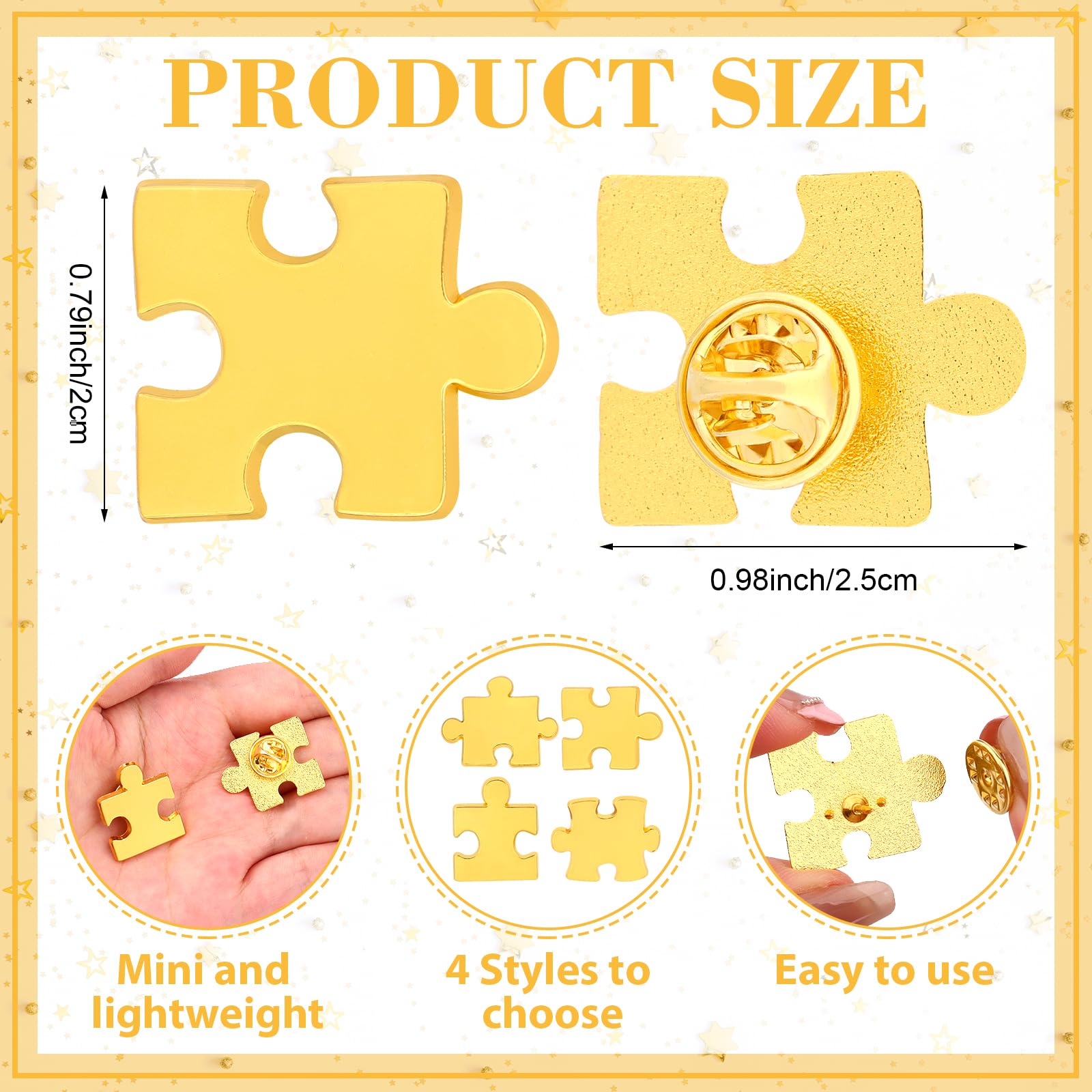 24/48 Sets Staff Appreciation Small Gifts Bulk - Puzzle Piece Lapel Pins Thank You Cards Organza Bags,Employee of the Month Associate Recognition Holiday Gifts for Teacher Nurse Team (24) - Image 2