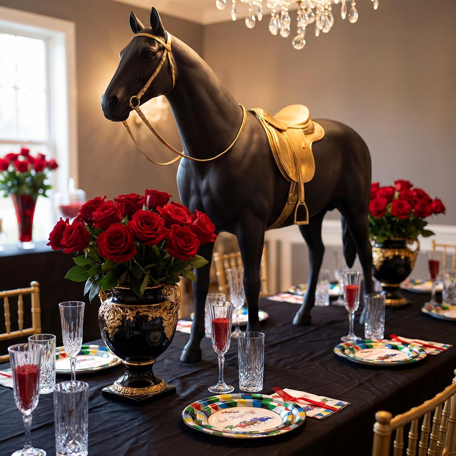 200 Pcs Derby Party Supplies, Horse Racing Tableware Set with Plates Napkins and Cutlery, 2026 Run for The Roses Theme Party Decorations (Classic)