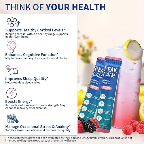 Miniatura 3 de 40 unidades Super Cortisol Calm Drink con glicinato de magnesio, Ashwagandha, L-teanina y vitamina D3  Polvo de glicinato de magnesio para