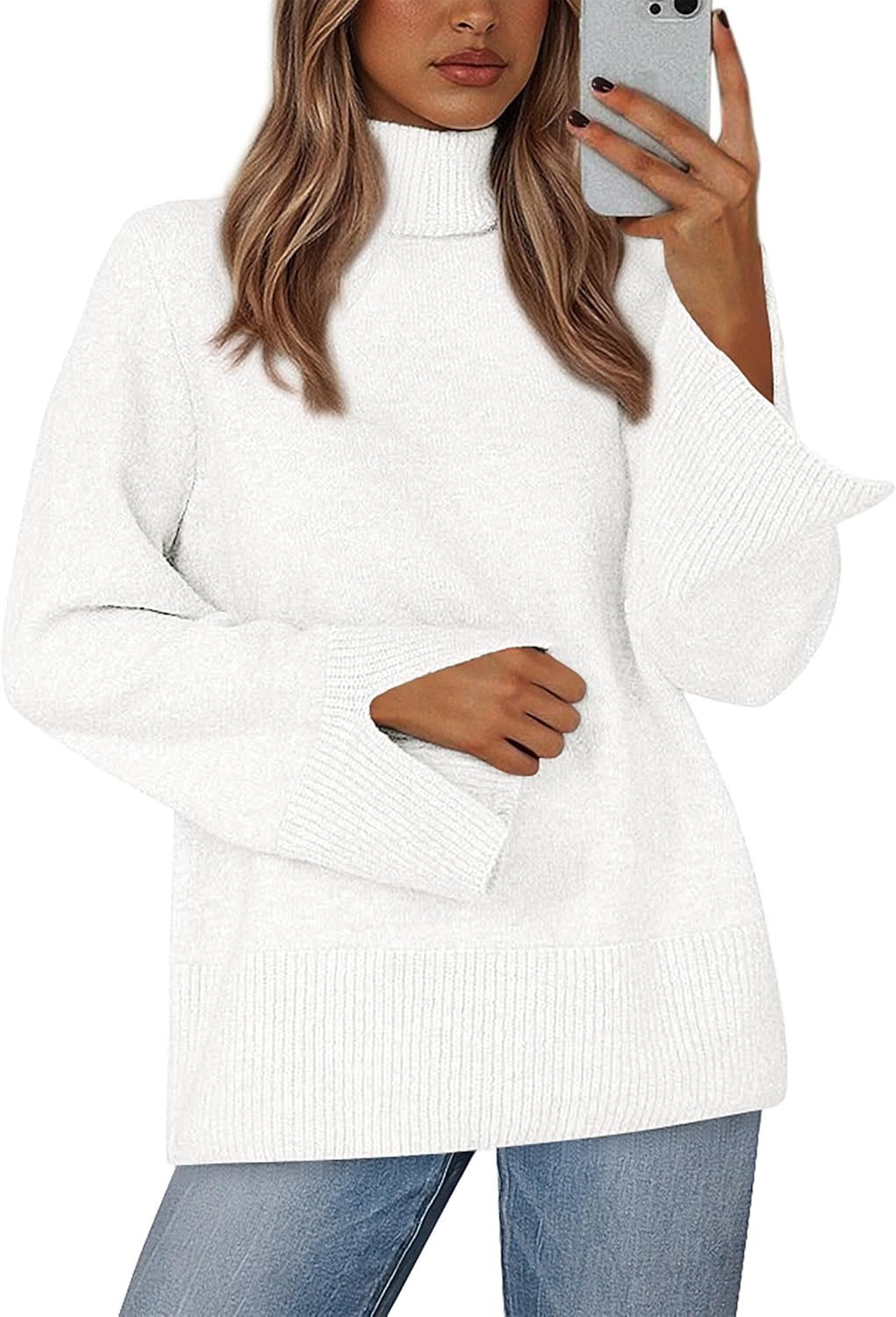 KIRUNDO Fall Sweaters for Women 2025 Turtleneck Ribbed Long Sleeve Casual Loose Knit Pullover Tops Fashion Winter Clothes
