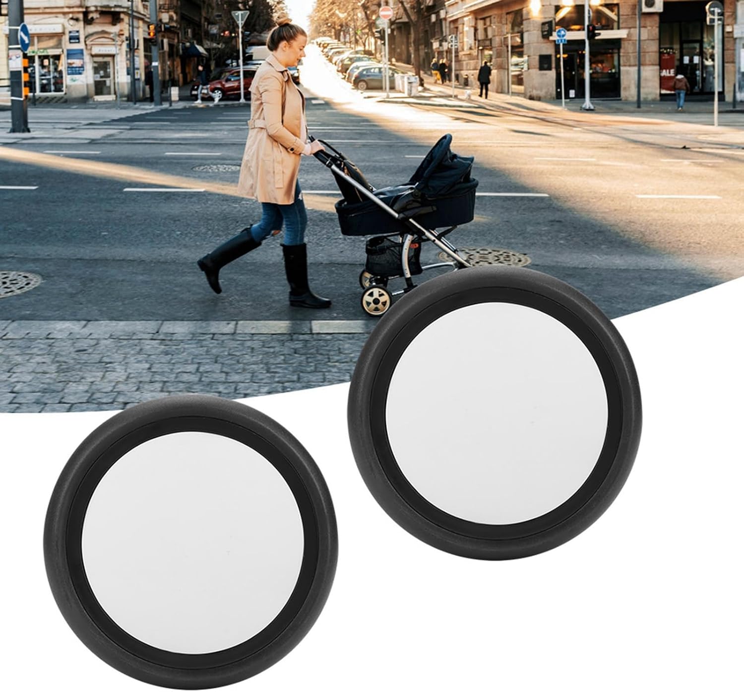 Stroller Accessories, 13 cm Diameter Stroller Wheels Replacement, Walker Wheels Replacement, for Wheel Carriage (A Pair of Rear Wheels)