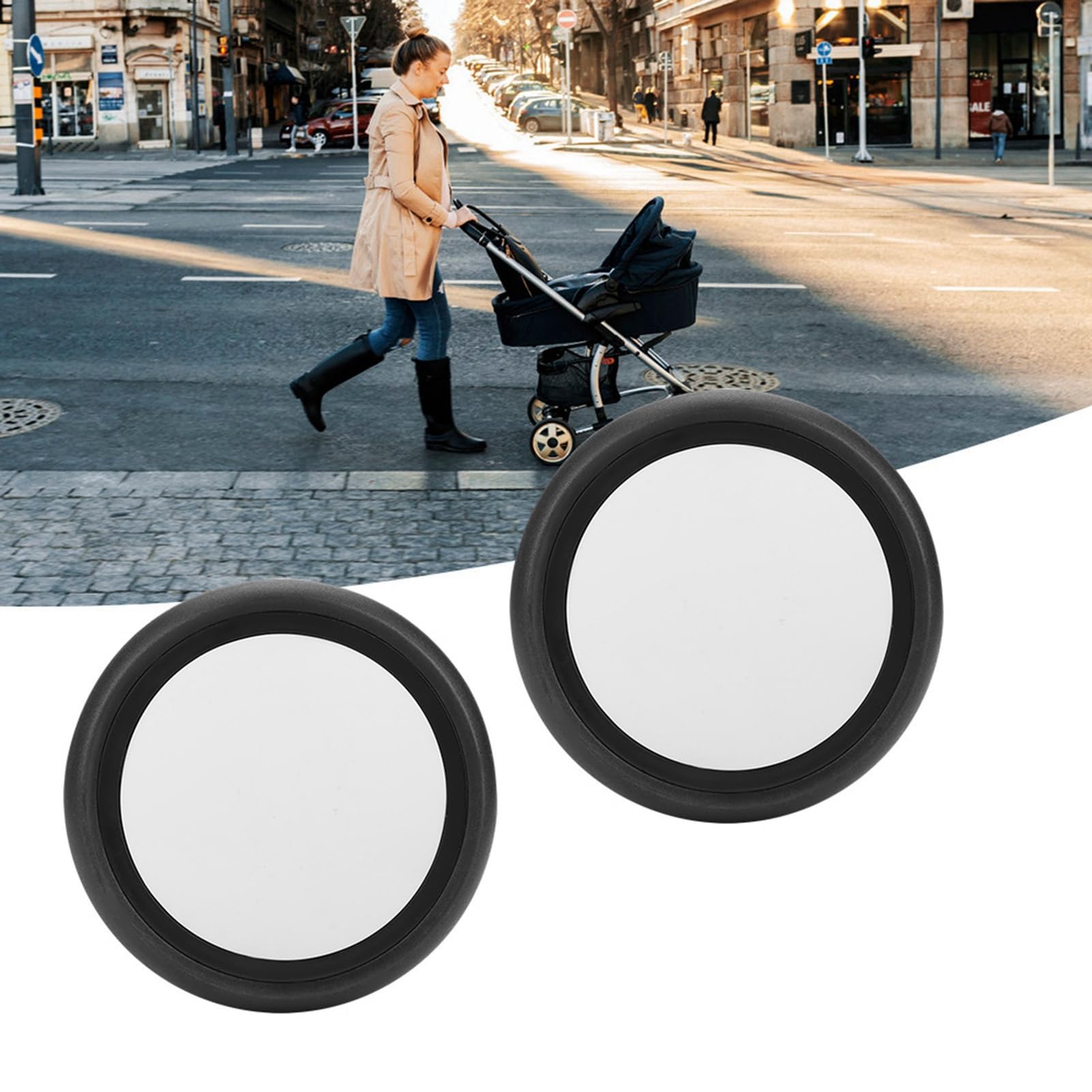 Ruota per passeggini per bambini Zenithaur, ruote in gomma universale per passeggini per bambini Accessori anteriori/posteriori con strumenti (Un paio di ruote posteriori)