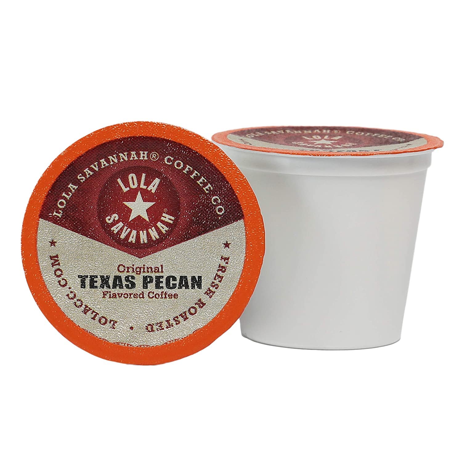 Lola Savannah Texas Pecan Caffeinated Coffee Pods in Pod Shaped Containers, 50 Count