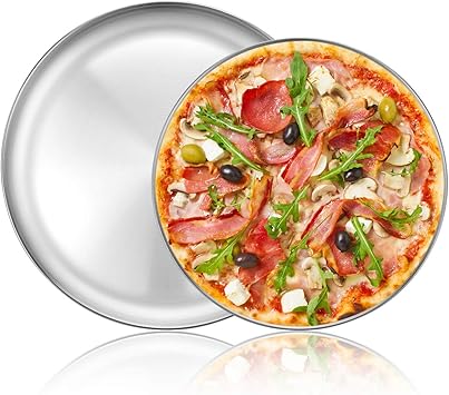 Deedro Pizza Baking Pan Pizza Tray - Stainless Steel Round Pizza Baking Sheet, Heavy Duty Pizza Crisper Pan for Oven, Dishwas