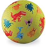 Crocodile Creek Playground Ball - Durable Rubber Ball for Kids Ages 3 and Up - Bouncy Inflatable Ball for Kickball, Indoor Games, and Outdoor Sports - PVC-Free - Dinosaurs Green - 5-inch Diameter