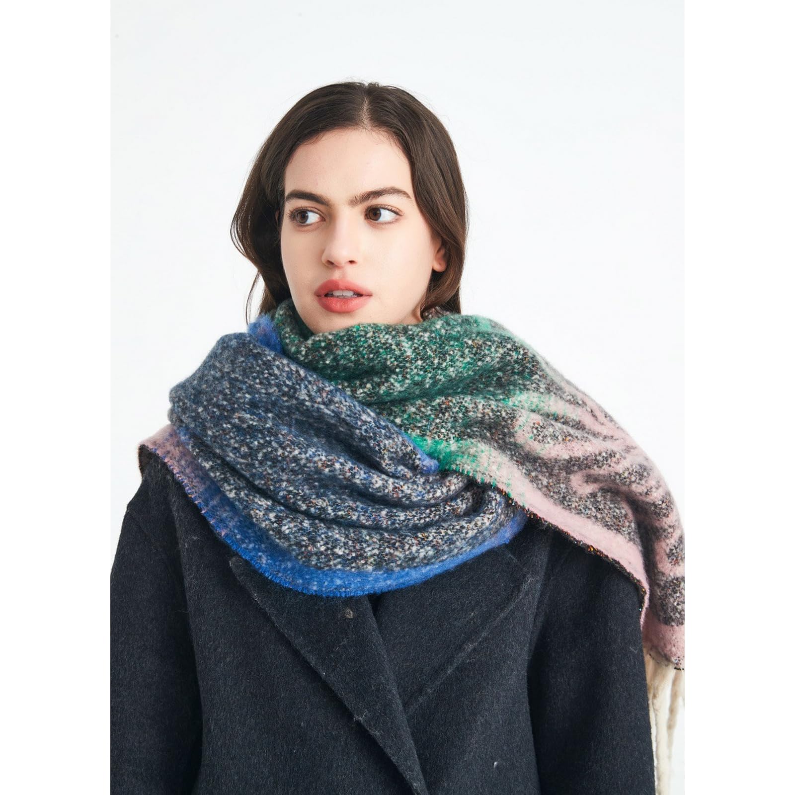 Foulard Donna Scaldacollo Con Sciarpa Floreale Jacquard Alla Moda E Caldo Per L'autunno Inverno