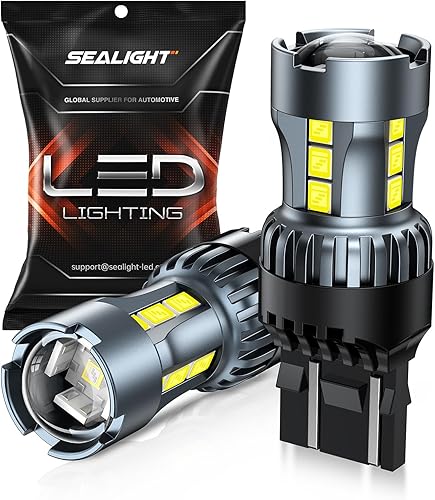 SEALIGHT 7443 7440 Bombilla LED Blanca de Luz de Reversa, 7444na 7441 7444 T20 W21W Bombilla LED con Proyector para Luz de Respaldo, Luz Trasera,
