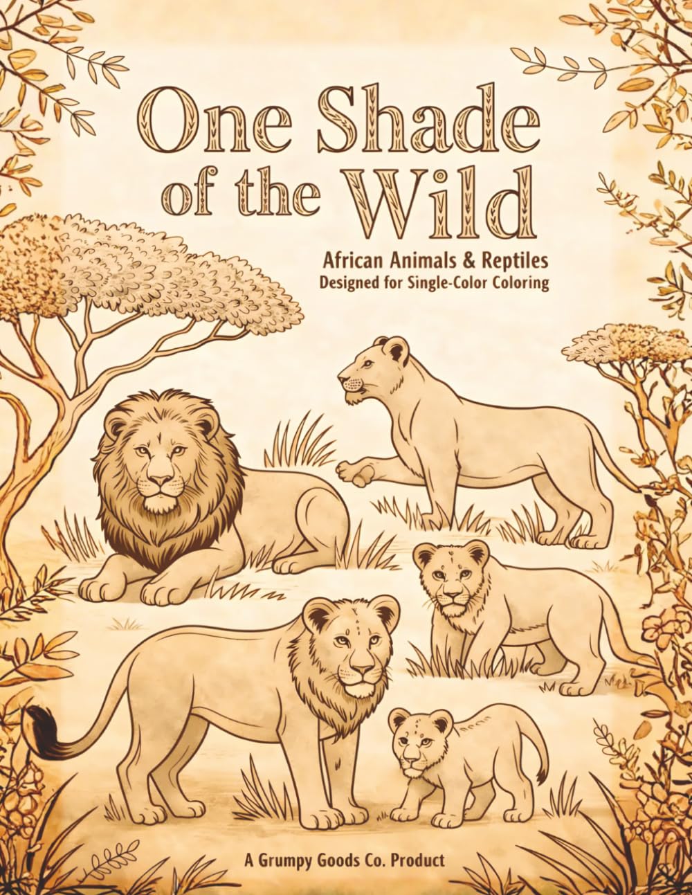 One Shade of the Wild: Powerful Equine & Lunar-Inspired Designs for Monochromatic Coloring | 40 images | 8.5"x11" for Ease of Use (Grumpy Goods Co.)