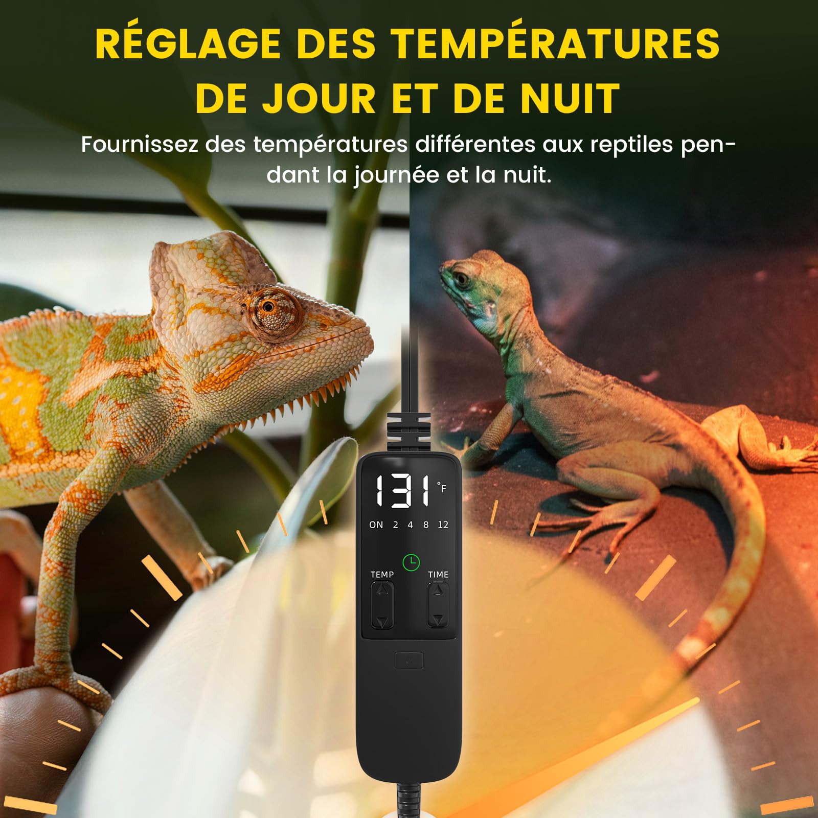 GlowUp Lampe Chauffante Reptile 300W E27 avec Thermostat et Minuterie pour Terrarium Tortues Lézards