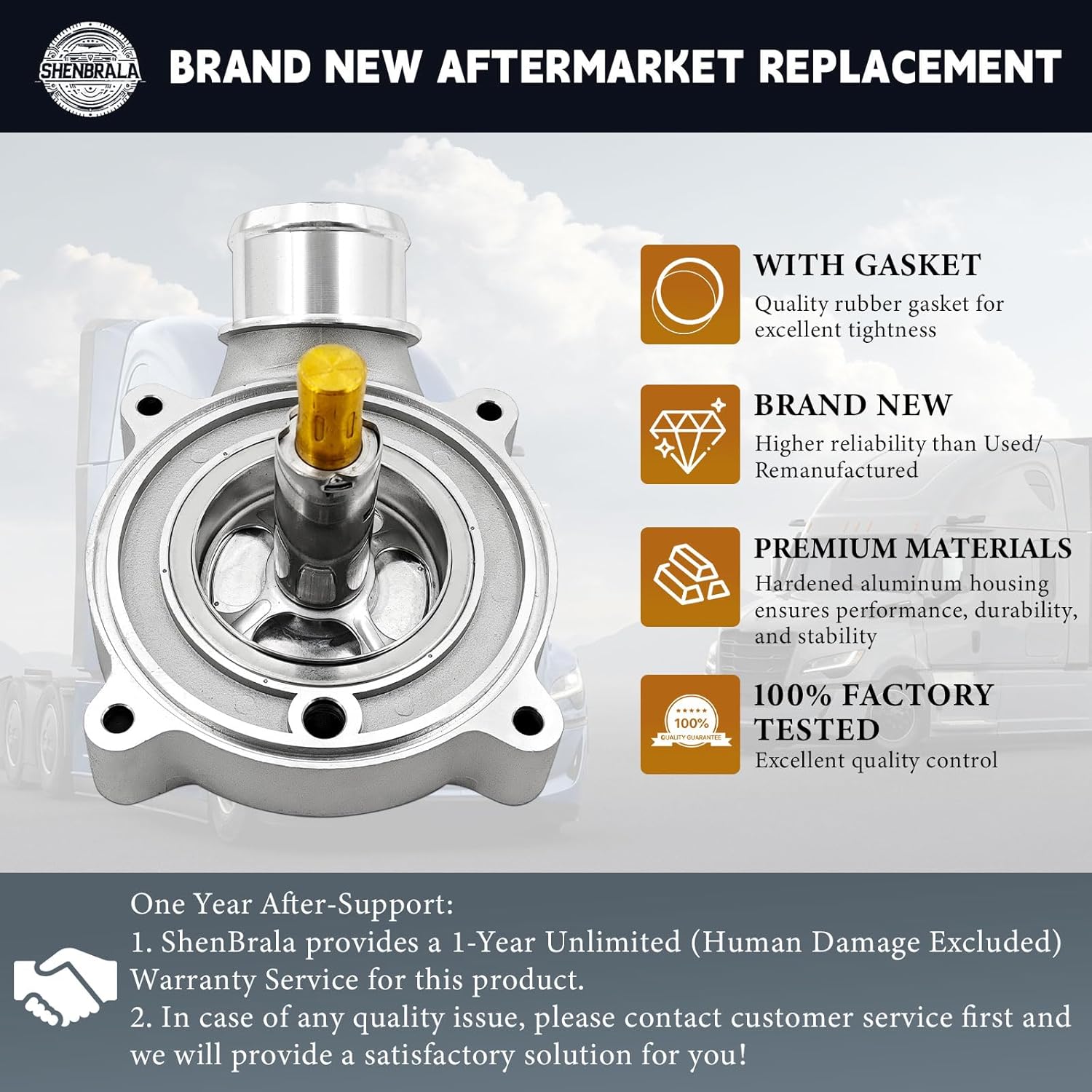A4712006215 Thermostat with Seal Fits for Detroit DD13 DD15 Engines, Hardened Aluminum Shell, 188 °F/ 87 °C, Classic Appearance; Interchange with A4722001315 A4712002915 A4722000215 A4712003615