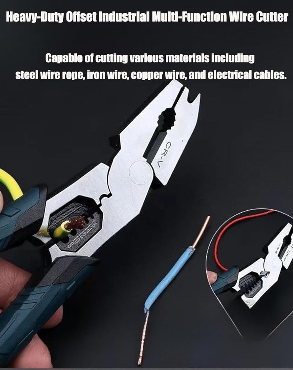 Industrial-Grade Multi-Function Cutting Pliers, 9-in-1 Multi-Functional Plier Nail Puller/Wire Cutter/Stripper/Crimper, Professional Cutting Tool for Home Repair (1Pcs)