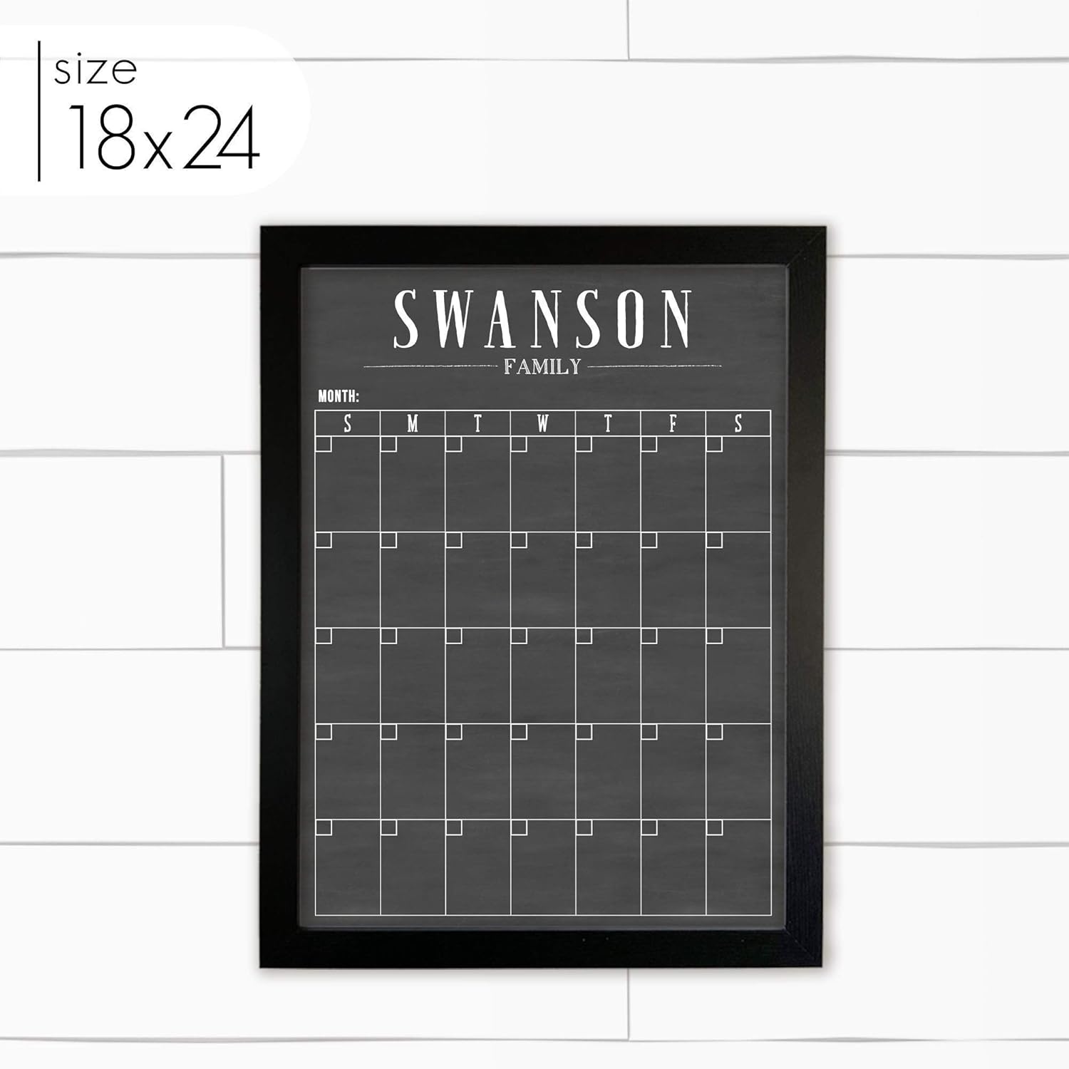 Dry Erase Framed Calendar, 18x24 or 24x36 Customized Dry Erase Wall Calendar, Modern Style Chalkboard Calendar, Family Framed Calendar, 2023 calendar organizer, Command Center, Planner, Custom