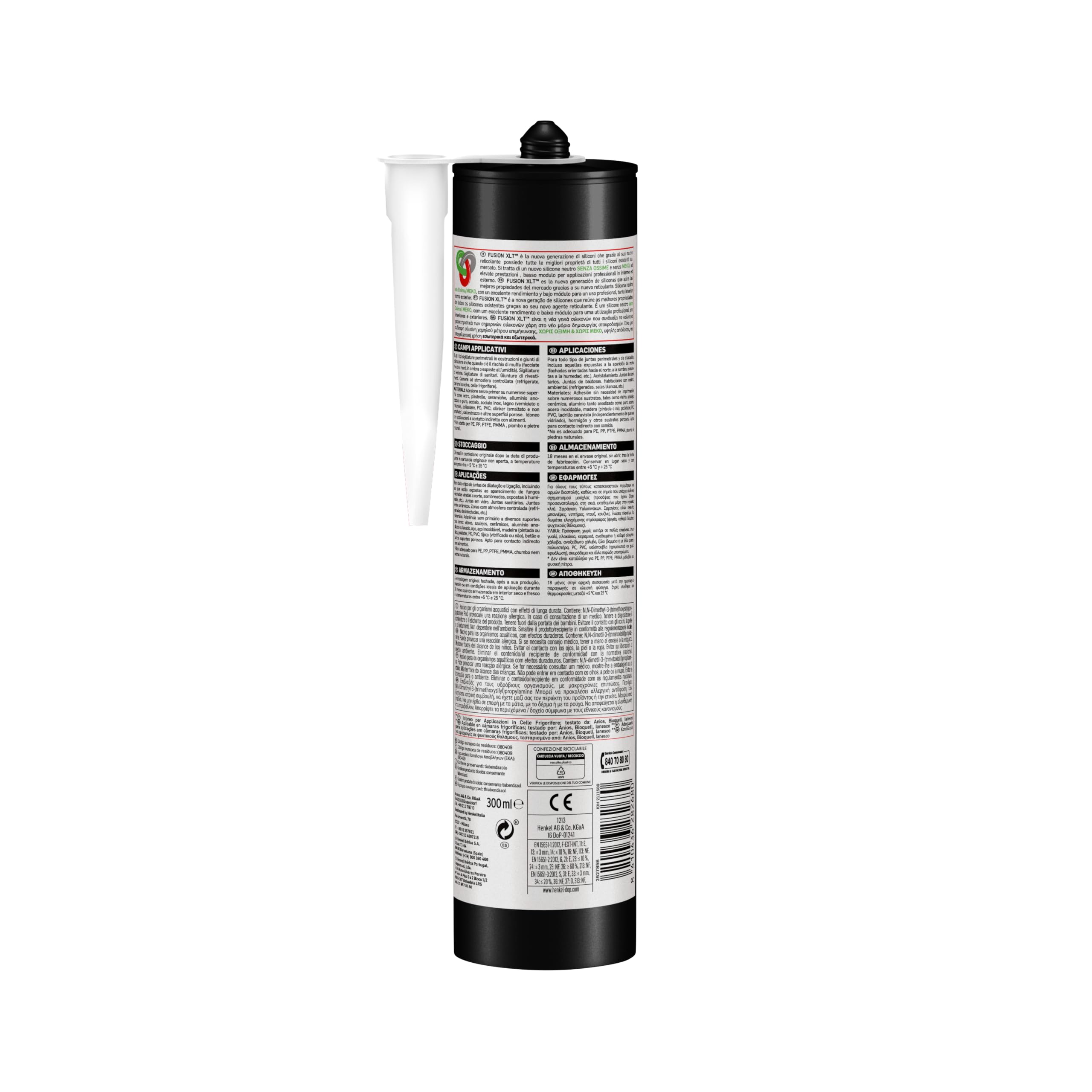 Pattex Sigillante Silicone Neutro, Pattex Fusion XLT, per il Contatto Indiretto con gli Alimenti e per la Resistenza ad Agenti Chimici Disinfettanti, Sigillante Trasparente, Cartuccia da 300 ml