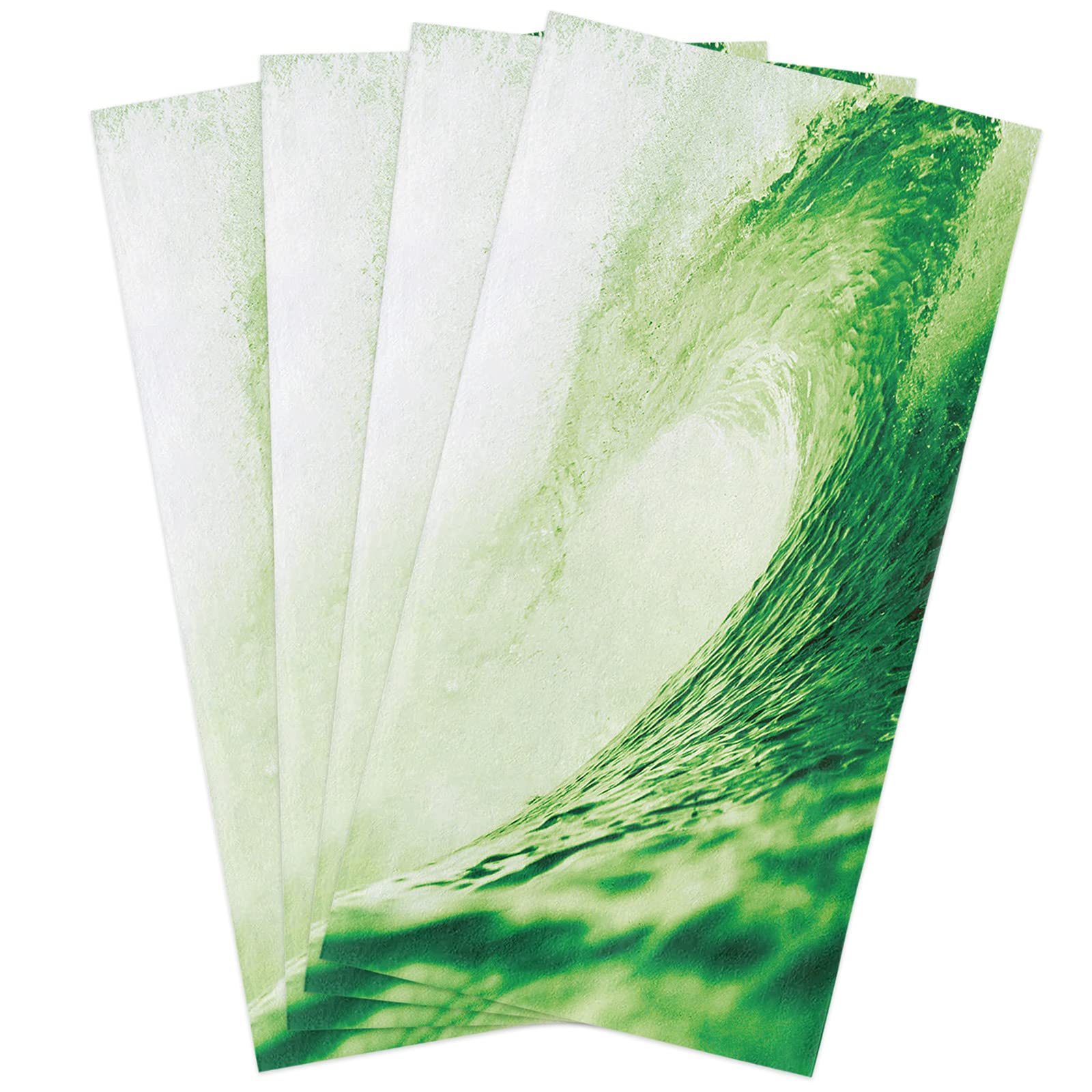 ArneCase Kitchen Towels 4PCS-18x28In Superfine Fiber Dish Towel Summer Beach Green Curly Ocean Waves Heat-Insulation Dish Cloths for Cooking,Cleaning