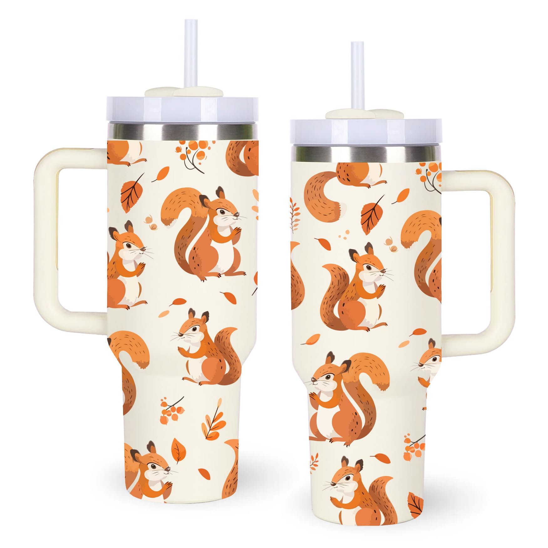 momocici 40oz Squirrels Tumbler with Handle Gifts for Women.Squirrel Lover Cups Tumbler Gifts for Women.40 oz Birthday Christmas Squirrel Cup Tumblers