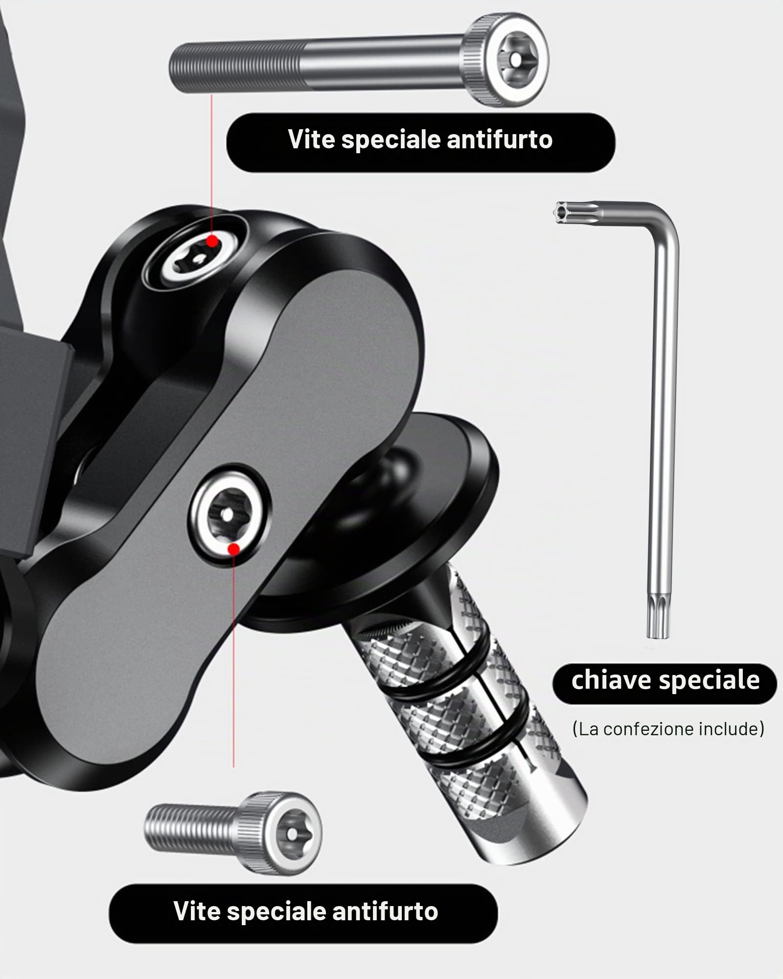 BRCOVAN Lega Alluminio Supporto Telefono per Stelo Forcella Motociclo con Caricabatterie wireless Qi 15W e Smorzatore Vibrazioni, Metallo Porta Telefono per Moto per 4.7''-7.2'' Smartphone