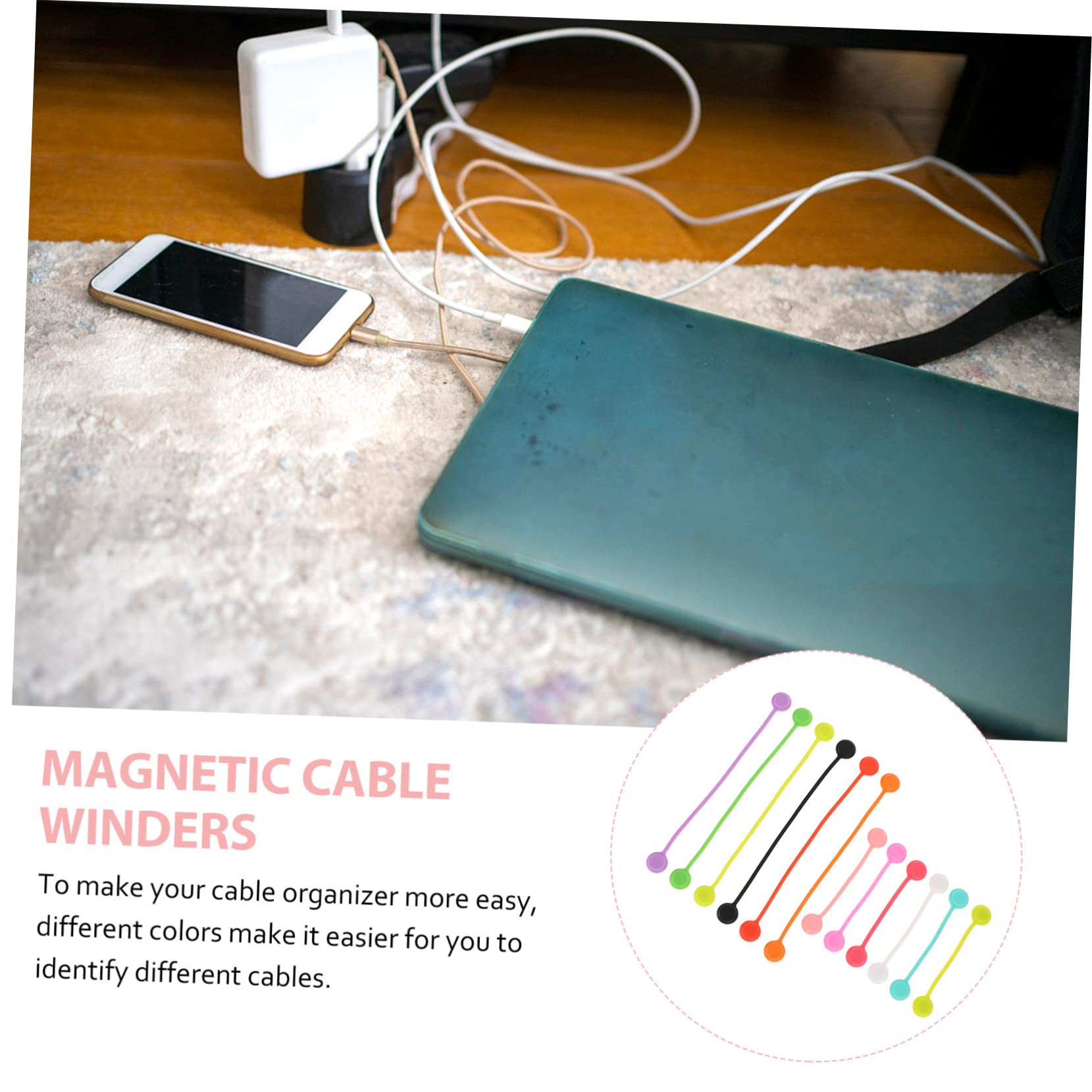 Mikikit 3 Set Di Cavi Dati Supporto Magnetico Avvolgicavo Usb Organizzatore Per Cavi Per Casa Auto Viaggio Supporto Magnetico Per Scrivania 12 Pezzi * 3