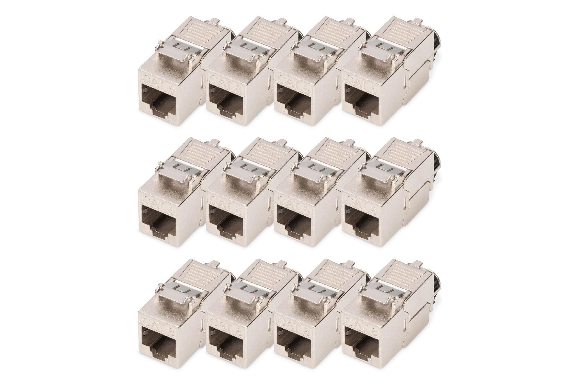 DIGITUS Modulo Keystone Cat 8.1-12 Pezzi - Presa di Rete RJ45 Cat8 schermato - 2000 MHz - 25GBase-T & 40GBase-T - 25 Gbit/s & 40 Gbit/s - AWG 26/7 a AWG 22/1 - Montaggio Senza Attrezzi
