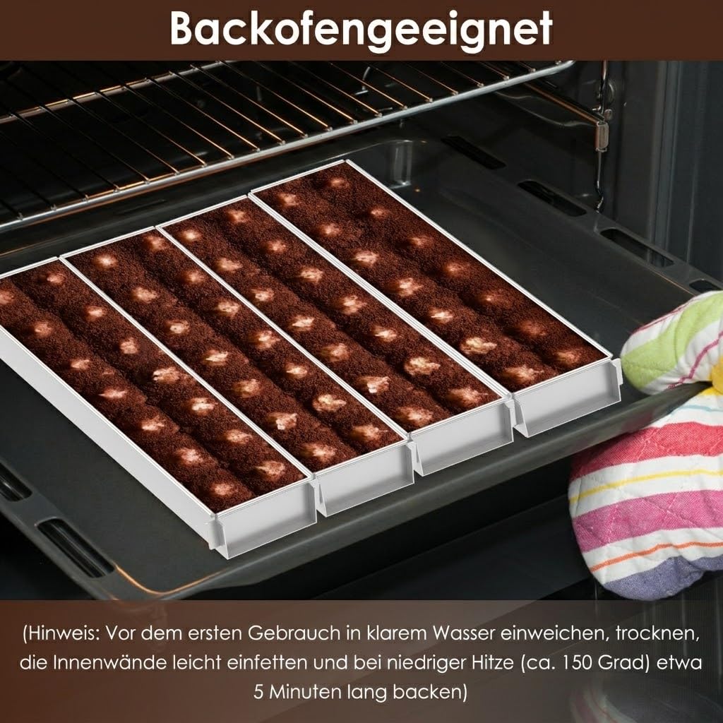 4 Stück Aluminium Tiramisu Form für Kuchen und Torten