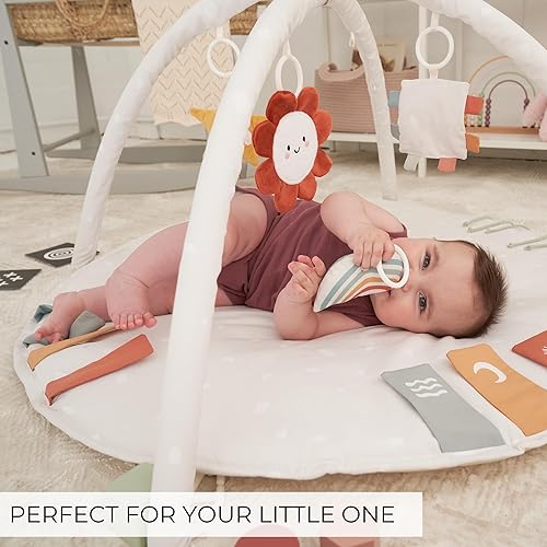 Miniatura 8 de Hermosa alfombra de juego para bebés y gimnasio de boca abajo tapete suave con 4 juguetes, tarjetas y espejo. Elegante alfombra de juego para bebés