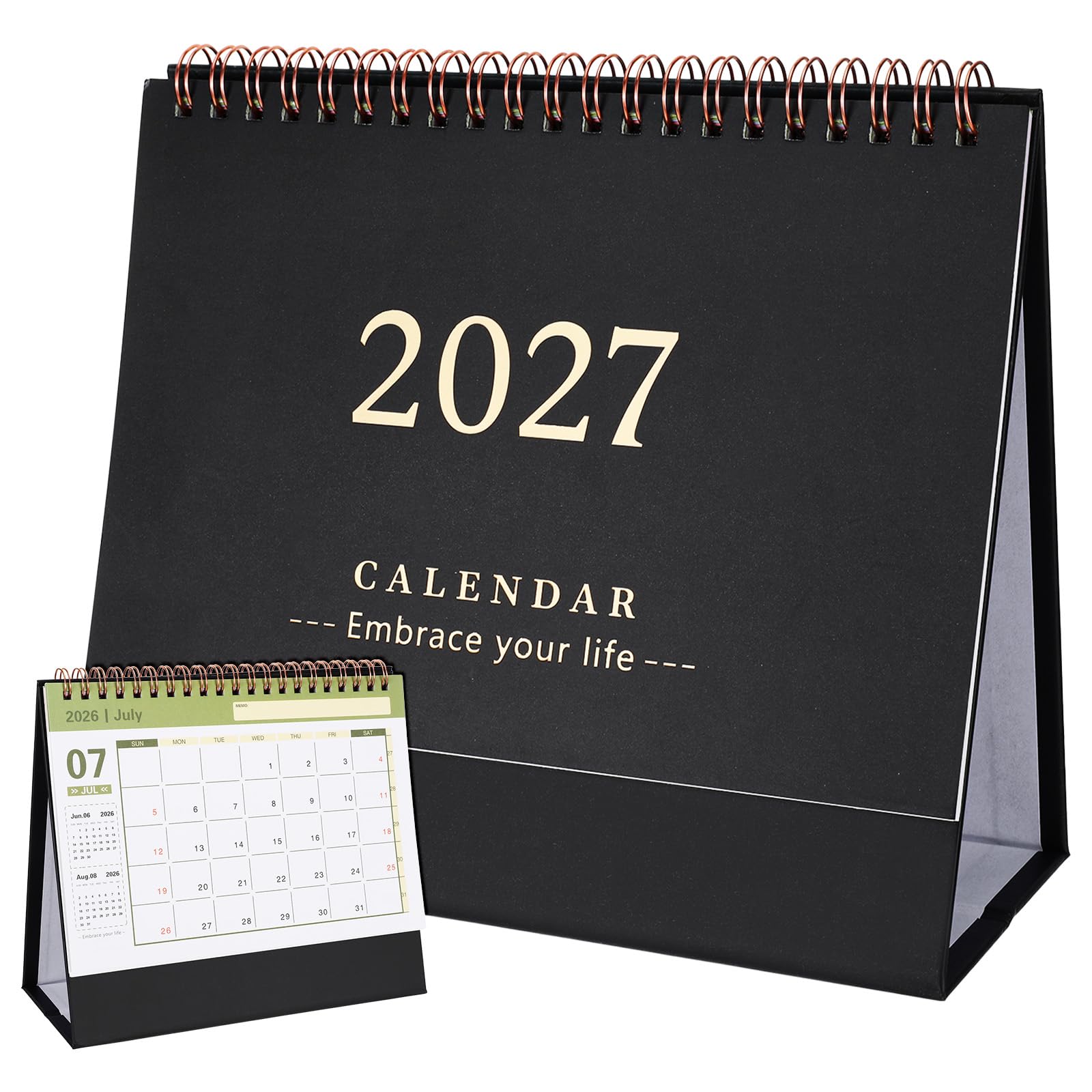 Desk Calendar 2026-2027 UK Black, Small Desktop Calendar(Jul.2026-Dec.2027)