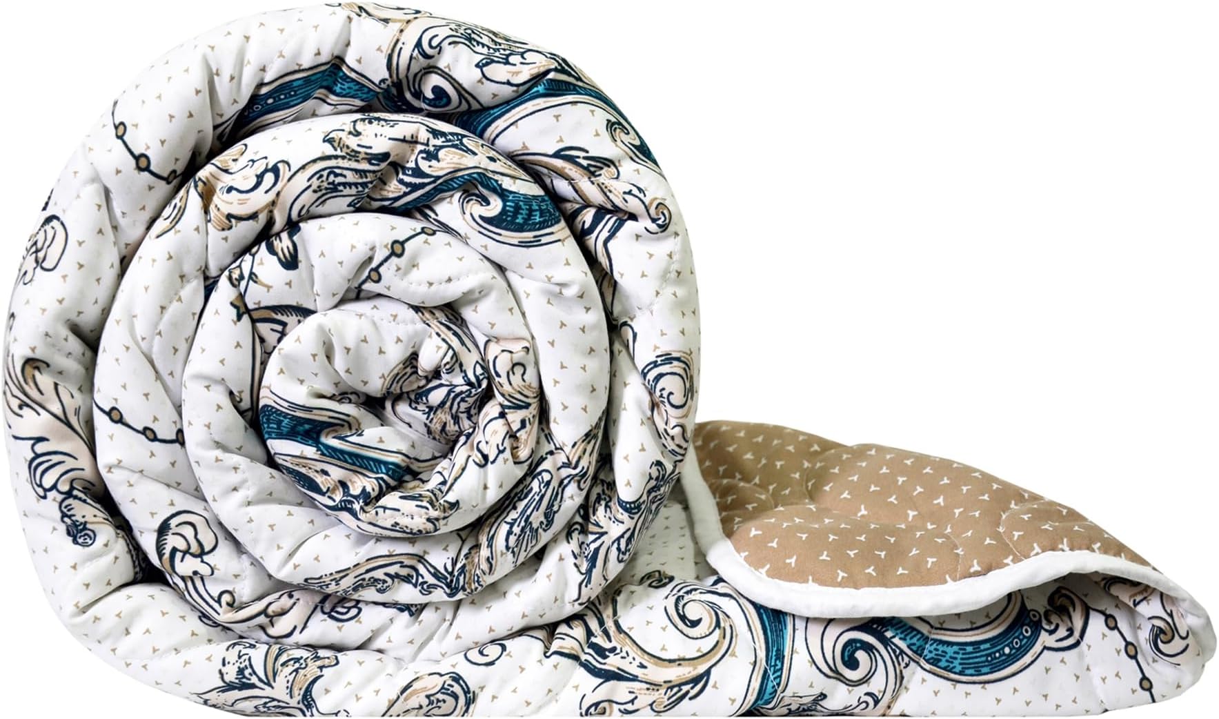 Divine Casa Microfibre Mild Winter 120 GSM Printed Reversible Single Bed Size Quilt Comforter Blanket - (140 x 230, Beige and Brown)