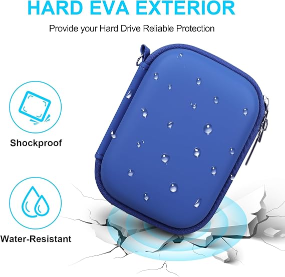 Lacdo Hard Carrying Case for LaCie Rugged SSD Pro5 2TB 4TB External Solid State Drive Hard EVA Shockproof Water Repellent Protective Storage Case Travel Bag with Hand Strap, Blue