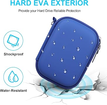 Lacdo Hard Carrying Case for LaCie Rugged SSD Pro5 2TB 4TB External Solid State Drive Hard EVA Shockproof Water Repellent Protective Storage Case Travel Bag with Hand Strap, Blue