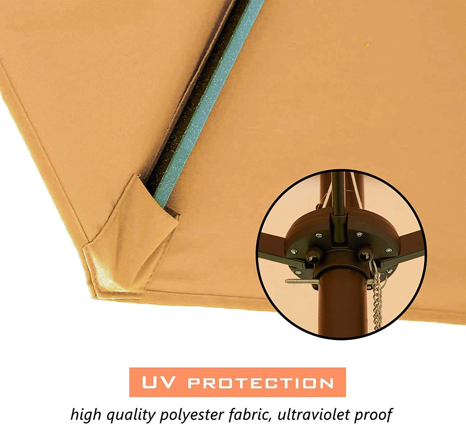 LOKATSE HOME 15 Ft Double Sided Outdoor Umbrella Rectangular Large with Crank for Patio Shade Outside Deck or Pool, Khaki