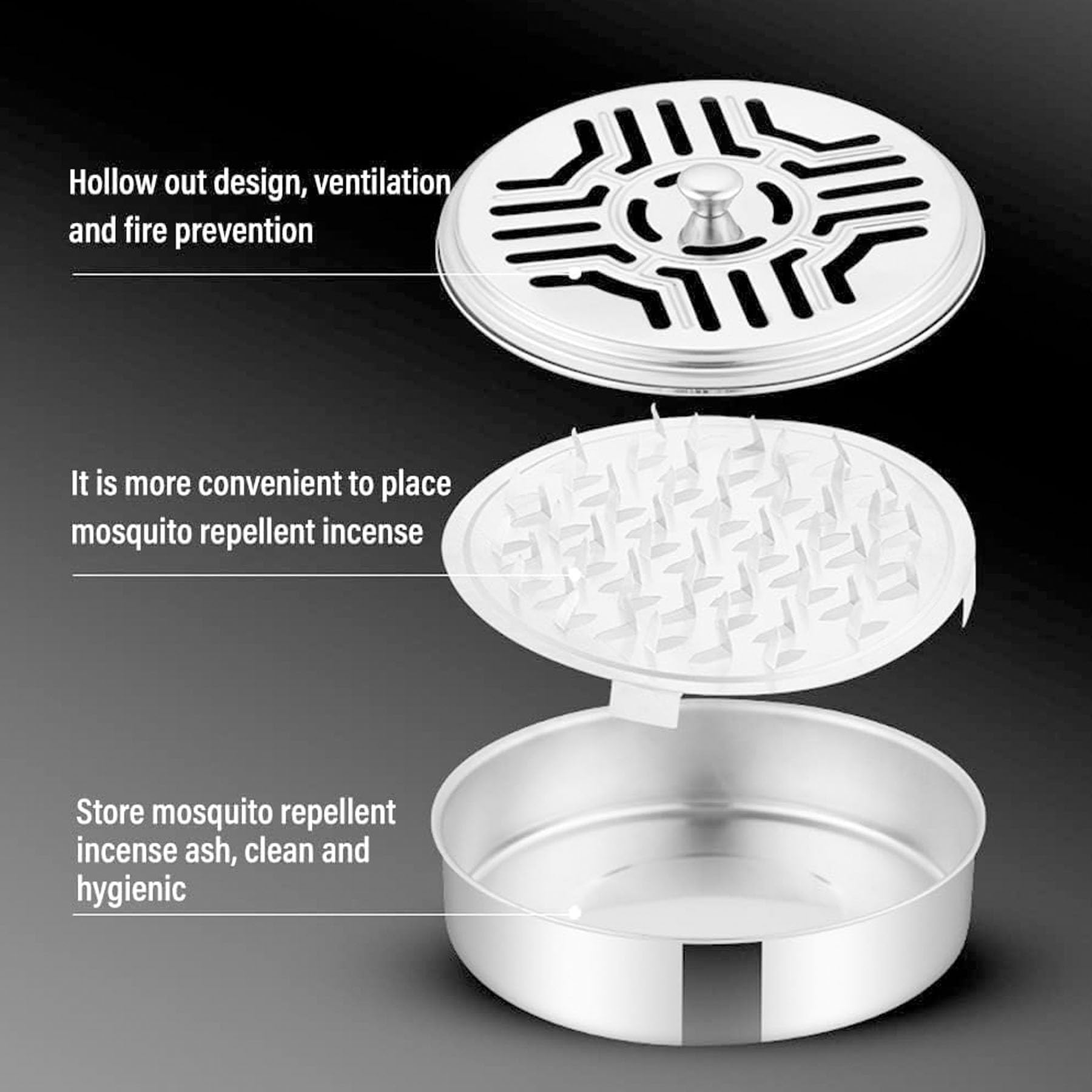 4pcs Porta Spirali Antizanzare Bruciatore di incenso,incenso Porta Bobine per zanzare,Bobina di Zanzara,Scatola Della Bobina Della Zanzara,Incenso Tondo con Coperchio e Maniglia,Porta Zampirone Metall