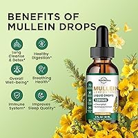 Vista 2 de Paquete de 2 gotas de gordolobo para pulmones, 1200 mg de extracto de hoja de gordolobo gotas líquidas con clorofila para limpieza y desintoxicación