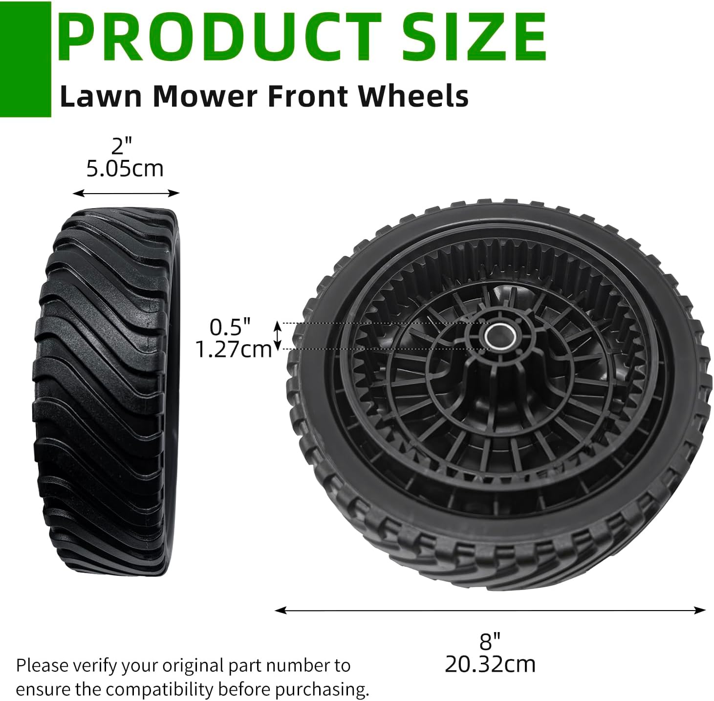 634-05039 8" Front Drive Wheel Assembly for Walk-Behind Lawn Mowers Compatible with MTD Craftsman Cub Cadet Troy-Bilt TB200 TB210 TB220 TB230 Replaces 634-0244 634-06986 703386 734-04475