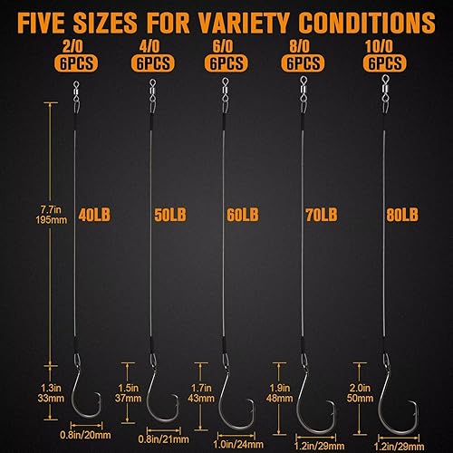 Miniatura 5 de Dovesun Ganchos circulares de pesca de agua salada de agua dulce ganchos de bagre 20 40 60 80 100 30 unids20 piezas ganchos circulares