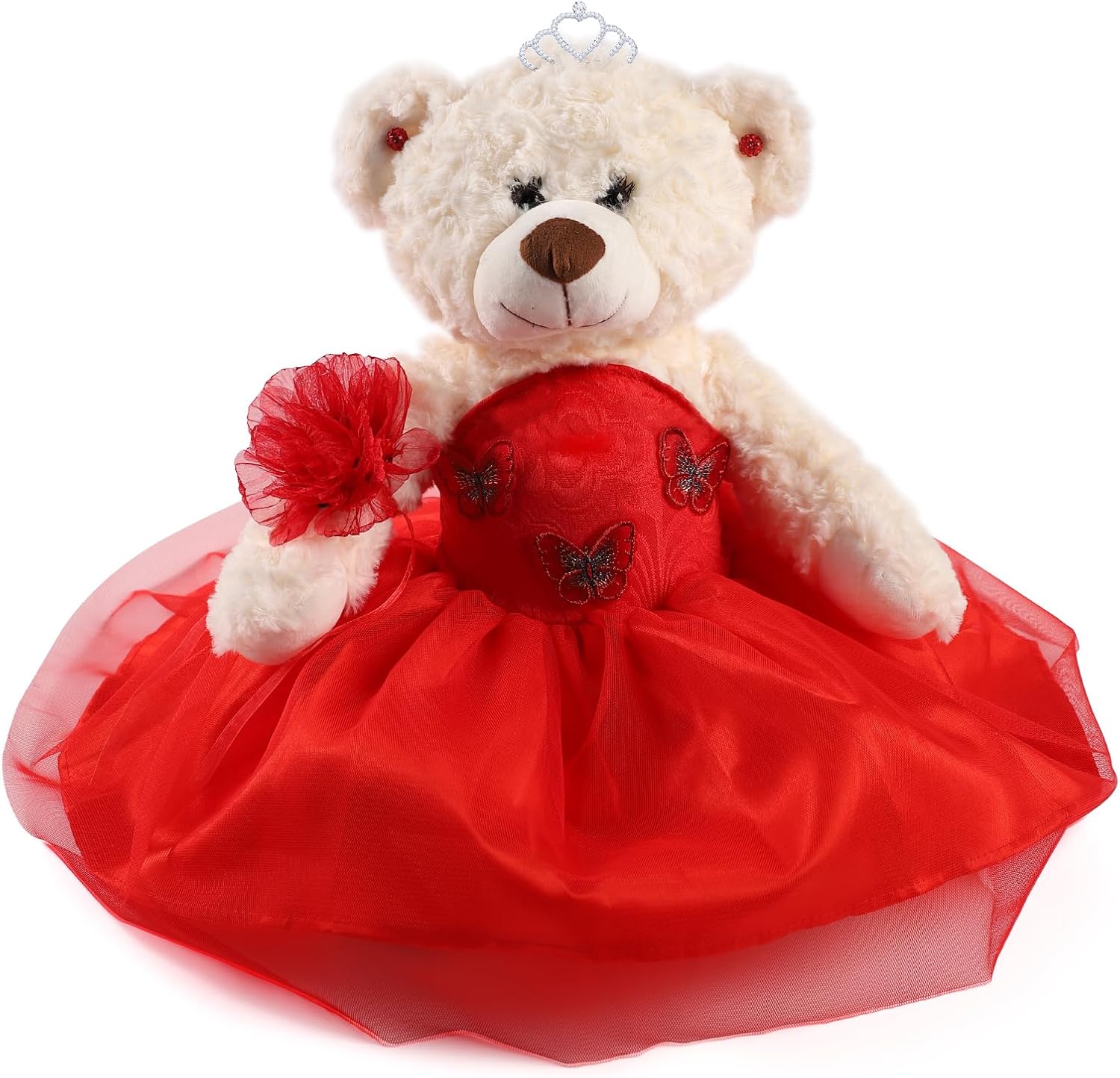 Quinceanera Doll Quince Teddy Bear with Dress,Quinceanera Decorations Gifts,Centro De Mesa Muñecas para 15 Años Quinceañeras (Burgundy)