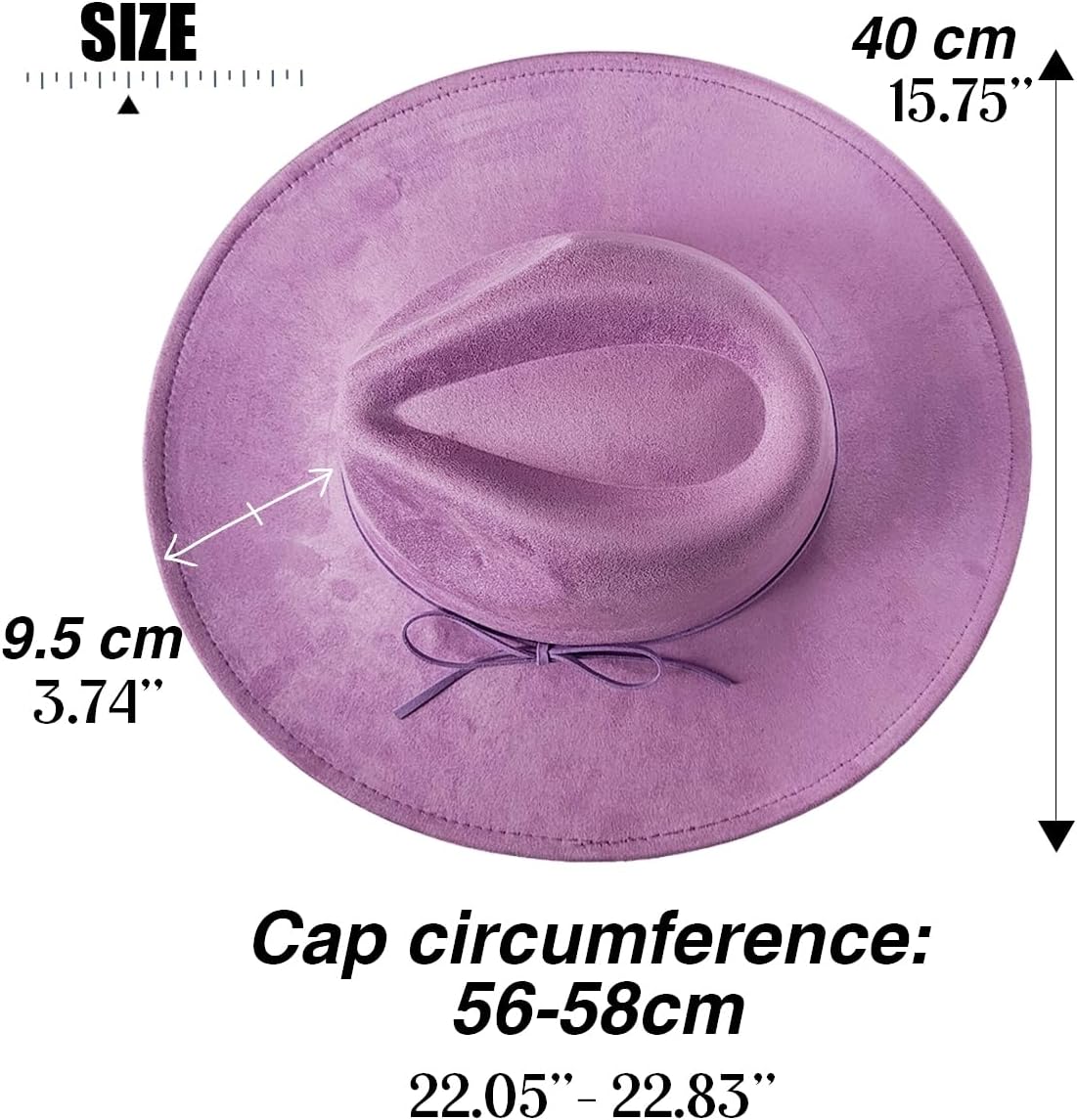 Fedora Hat for Women and Men, Classic Winter Wide Brim Felt Panama Hat Adjustable Suede Western Jazz Cap