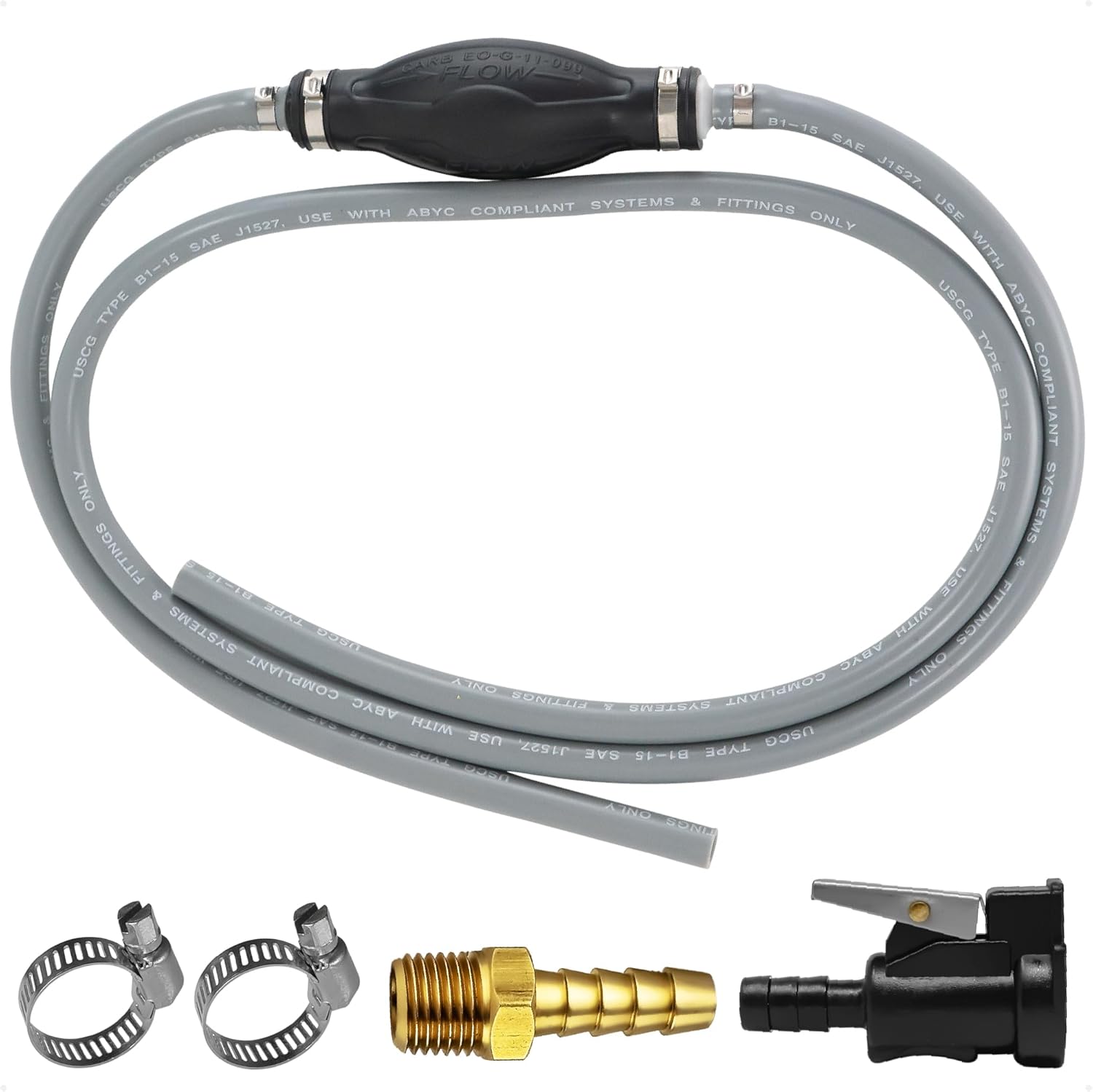 Five Oceans Marine Boat Fuel Line Assembly with Primer Bulb Kit - Compatible with OMC/Johnson/Evinrude, 3/8-Inch x 6-Foot, EPA/CARB Approved - FO4280-2152-OMC