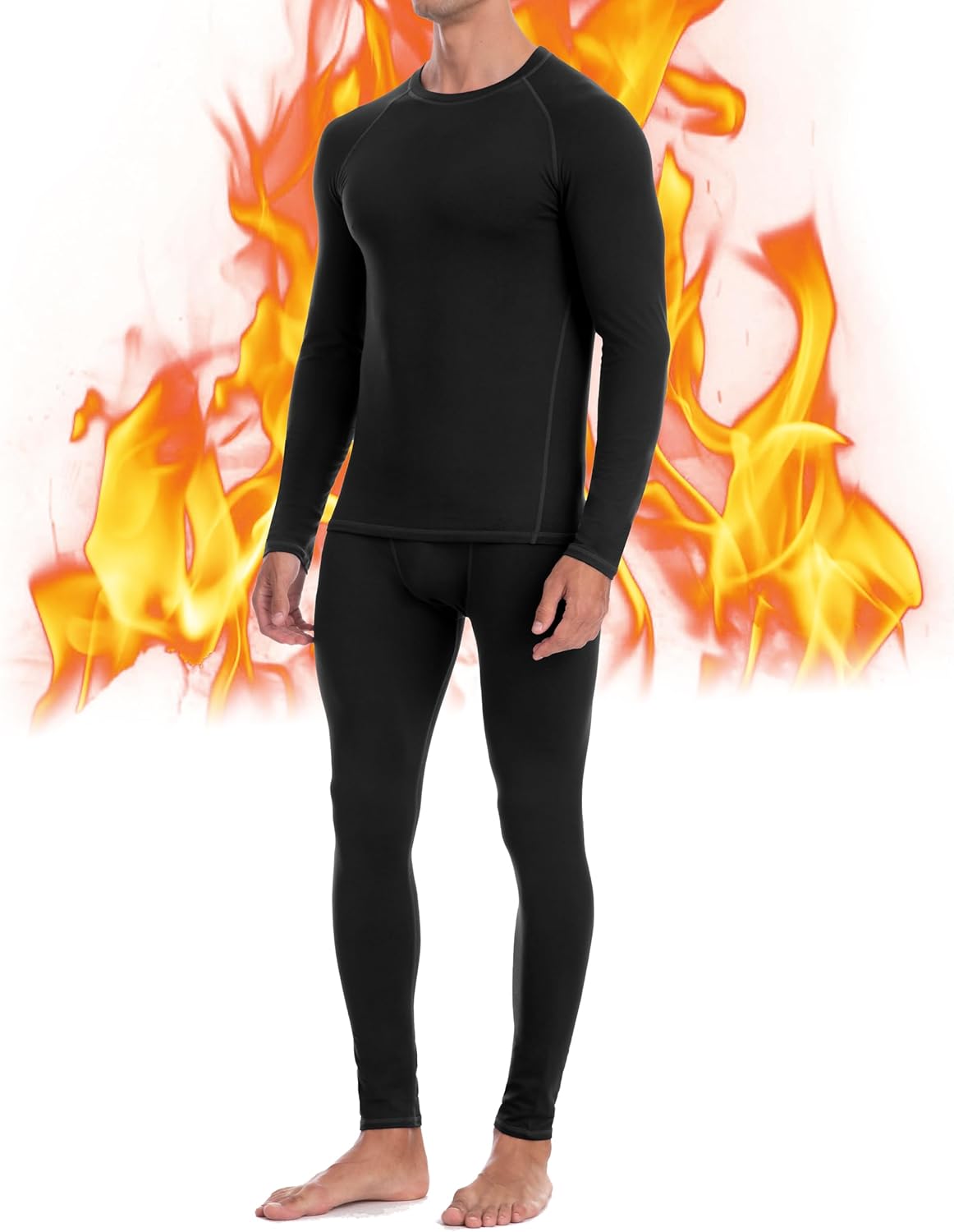 Fleece-Lined Men’s Thermal Underwear Set for Winter Skiing & Cold Weather