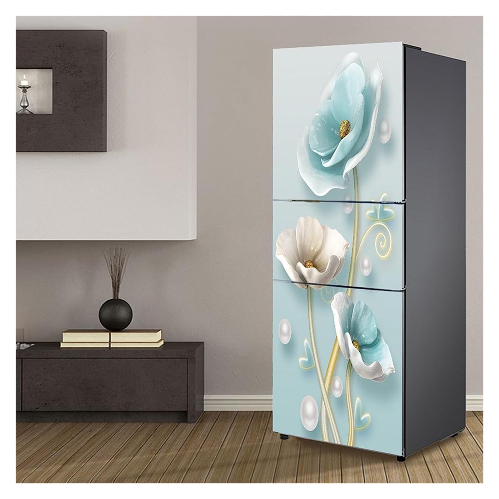 GDHKDDFL Minimalist, luxury-inspired fridge decals, Fridge Sticker Full Covering Door Covers Skins Wall Stickers for Kitchen Decal(M: 60x180 cm)