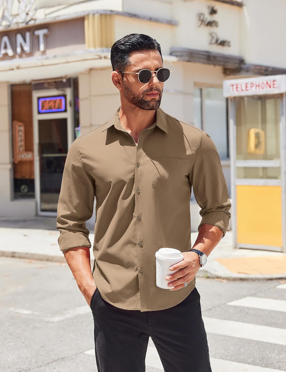 COOFANDY Mens Long Sleeve Button Down Shirts Casual Untucked Shirts for Men Dress Shirts Beach Wedding Shirts - Image 2