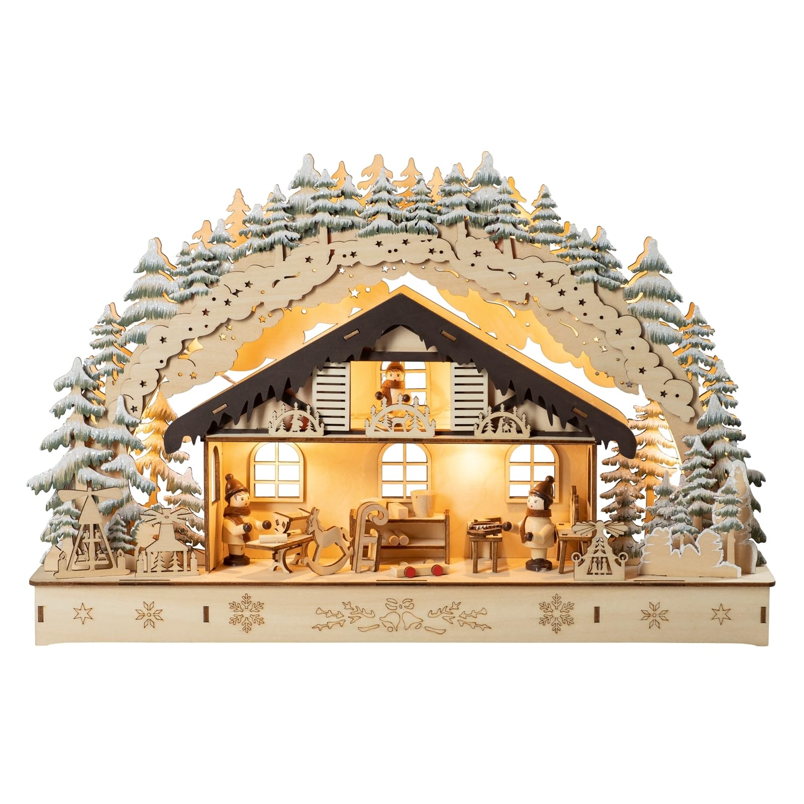 SAICO Original LED Schwibbogen Schwibbogenwerkstatt Lichterbogen Holz Batterie- und Netzbetrieb