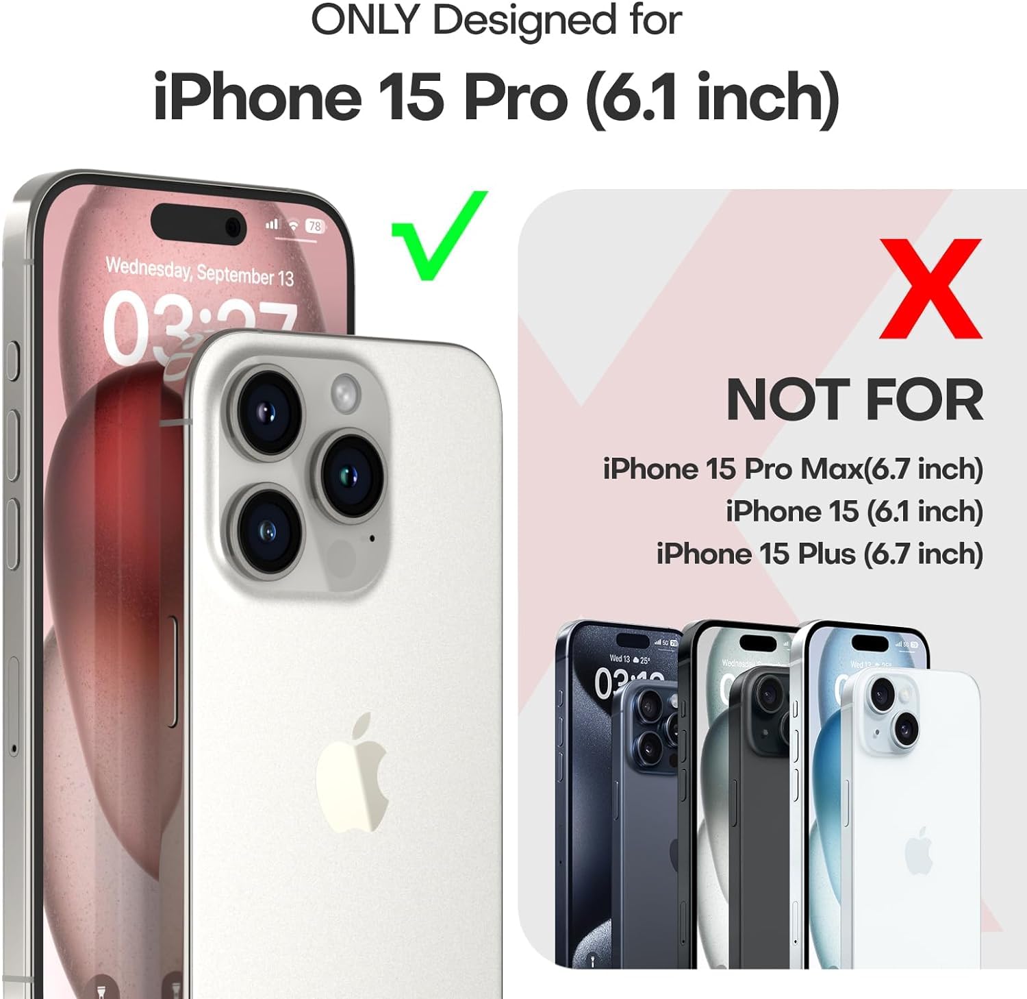OLEPHY Cover Trasparente con Cordino per iPhone 15 Pro 6,1'',Custodia con Regolabile Collana, Protezione Completa [Antiurto] [AntiGraffio] Case con Laccio Tracolla, D'oro