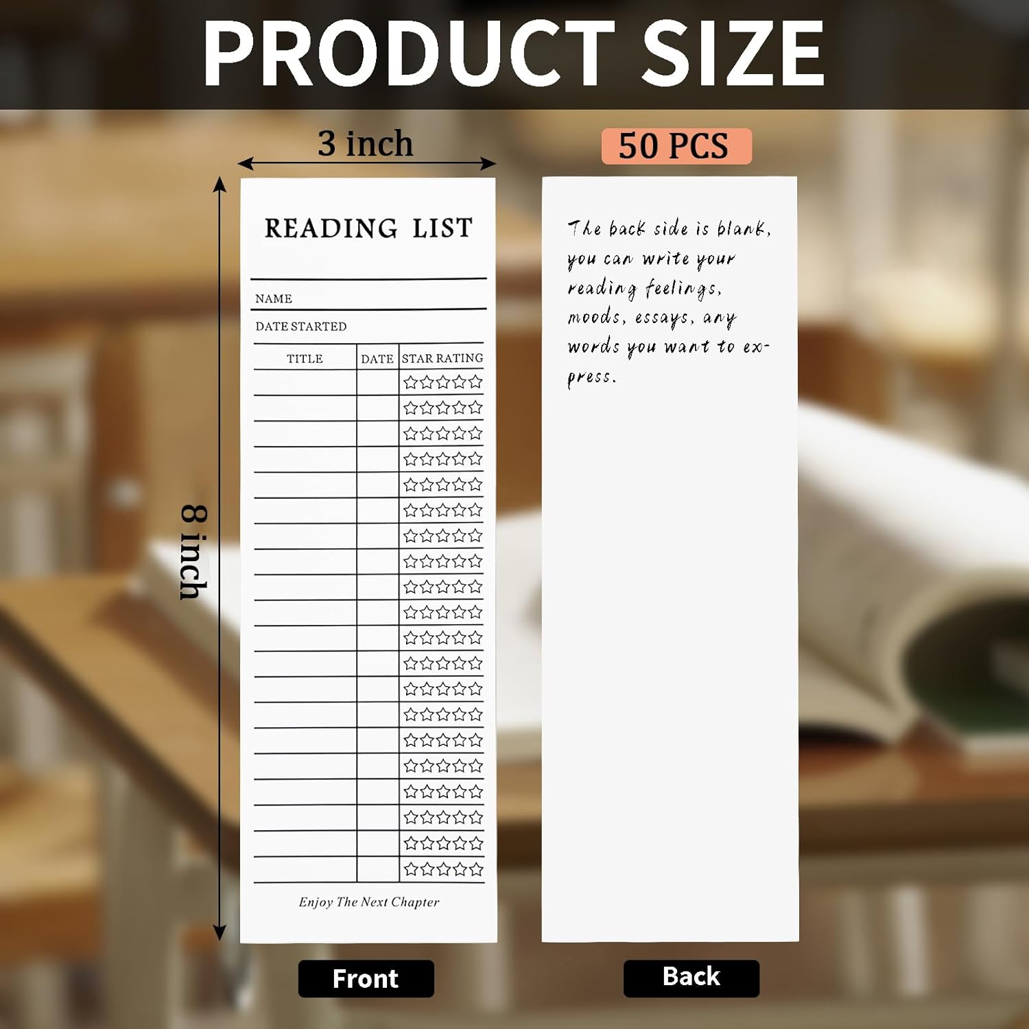 50PCS Reading List Bookmark, Book Journal Reading Log, Book Tracker Bookmark, Personal Libraries Cards Book Tracker Notecards, Literary Gift for Reading Lover Readers, 2025 Reading Tracker - Image 2