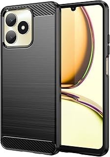 FASCINATION phone case compitable with Realme C53 4G carbon Silicone Case Original Flexible Slim Enhanced Durable Anti-Shock Protector for Realme C53 4G (Black)