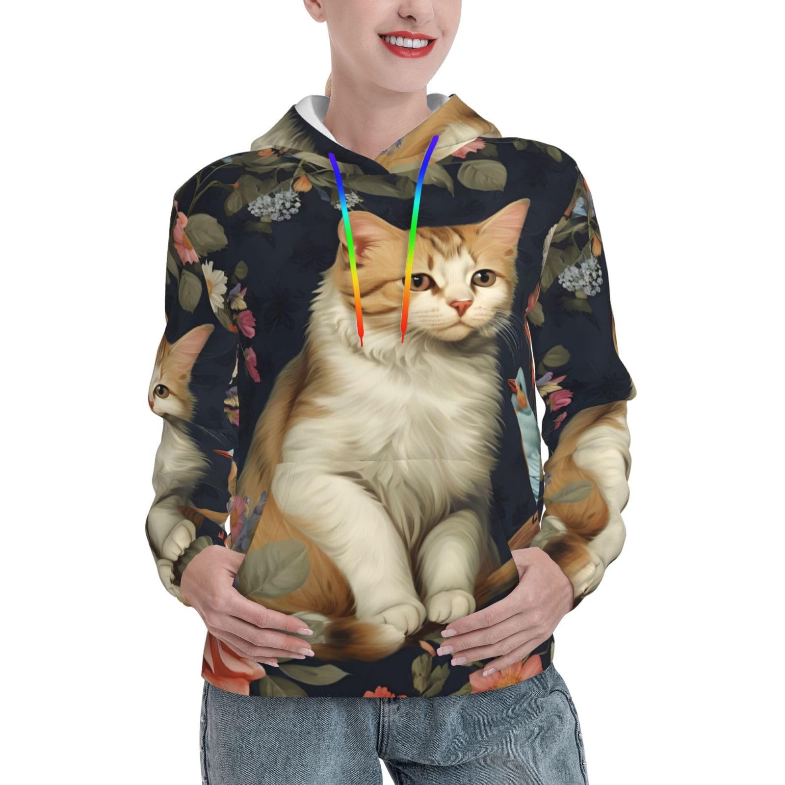 Sweat d'automne chat et fleurs : le confort anti-froid - 8