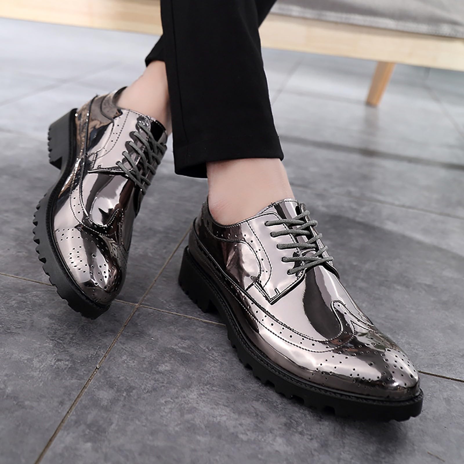 Generisch Scarpe da uomo alla moda, traspiranti, comode, per uso commerciale e casual, compatibili con scarpe da moto da uomo 39