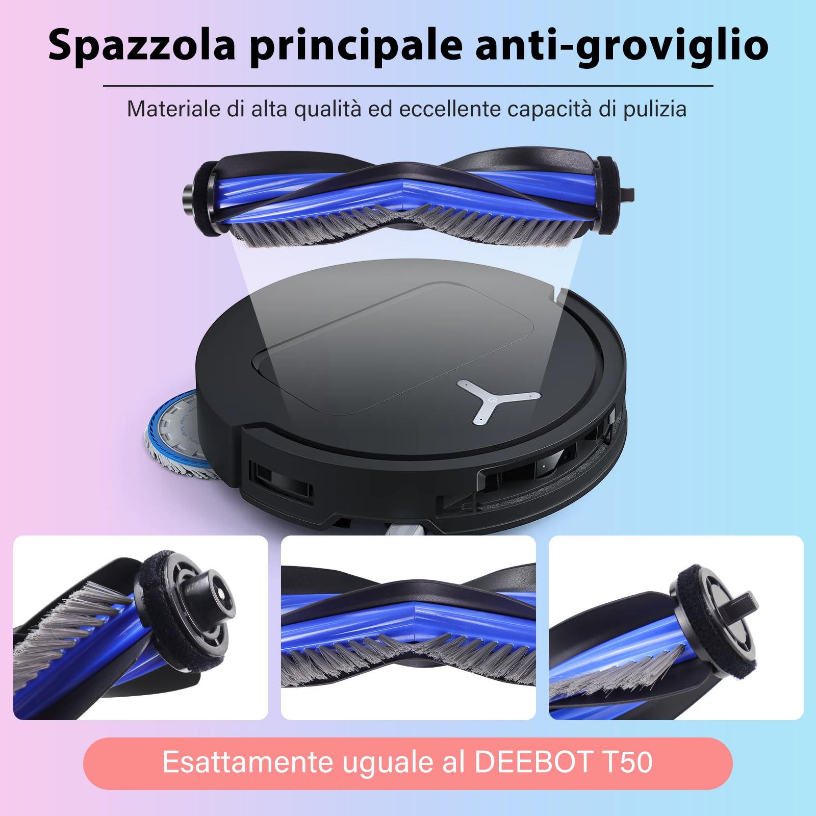 T50 Kit Accessori Ricambi per ECOVACS DEEBOT T50 Omni/T50 Pro Omni, T50 Omni/T50 PRO OMNI Gen2 Robot Aspirapolvere, 1 Spazzola Principale, 4 Filtri, 4 Spazzole Laterali, 4 Panni Mop, 6 Sacchetti